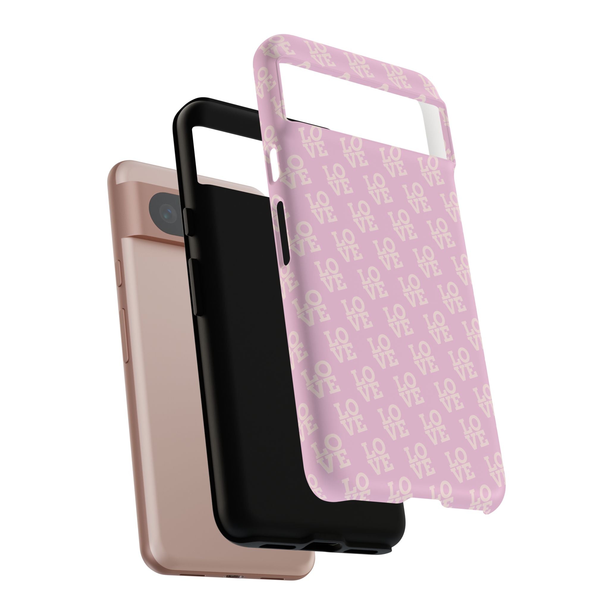LOVE Pink Tough Phone Case for iPhone, Galaxy, or Google Pixel
