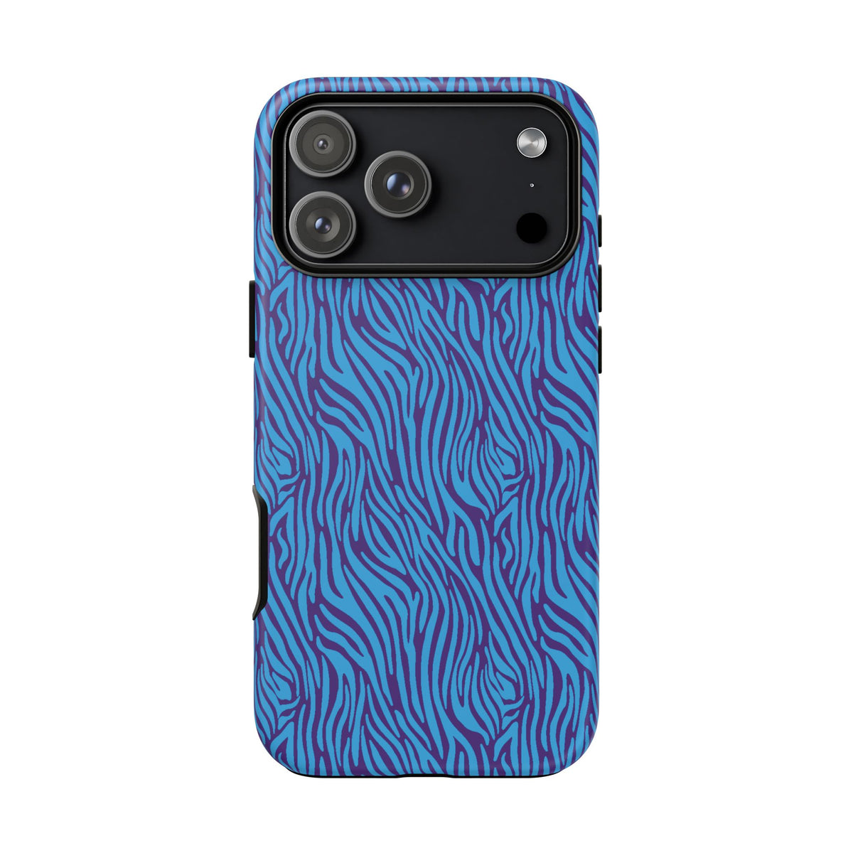 Zebra Print Blue and Purple Tough Case for iPhone, Galaxy or Google Pixel