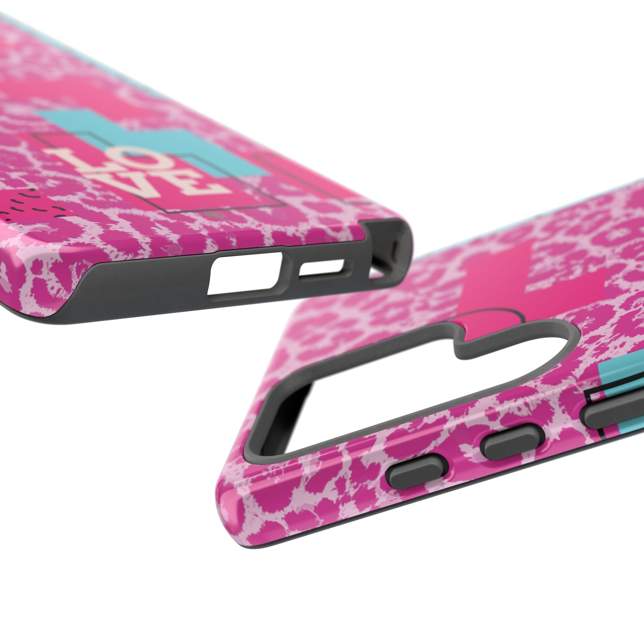 Retro Love Pink Leopard RG Tough Phone Case for iPhone, Galaxy, or Google Pixel