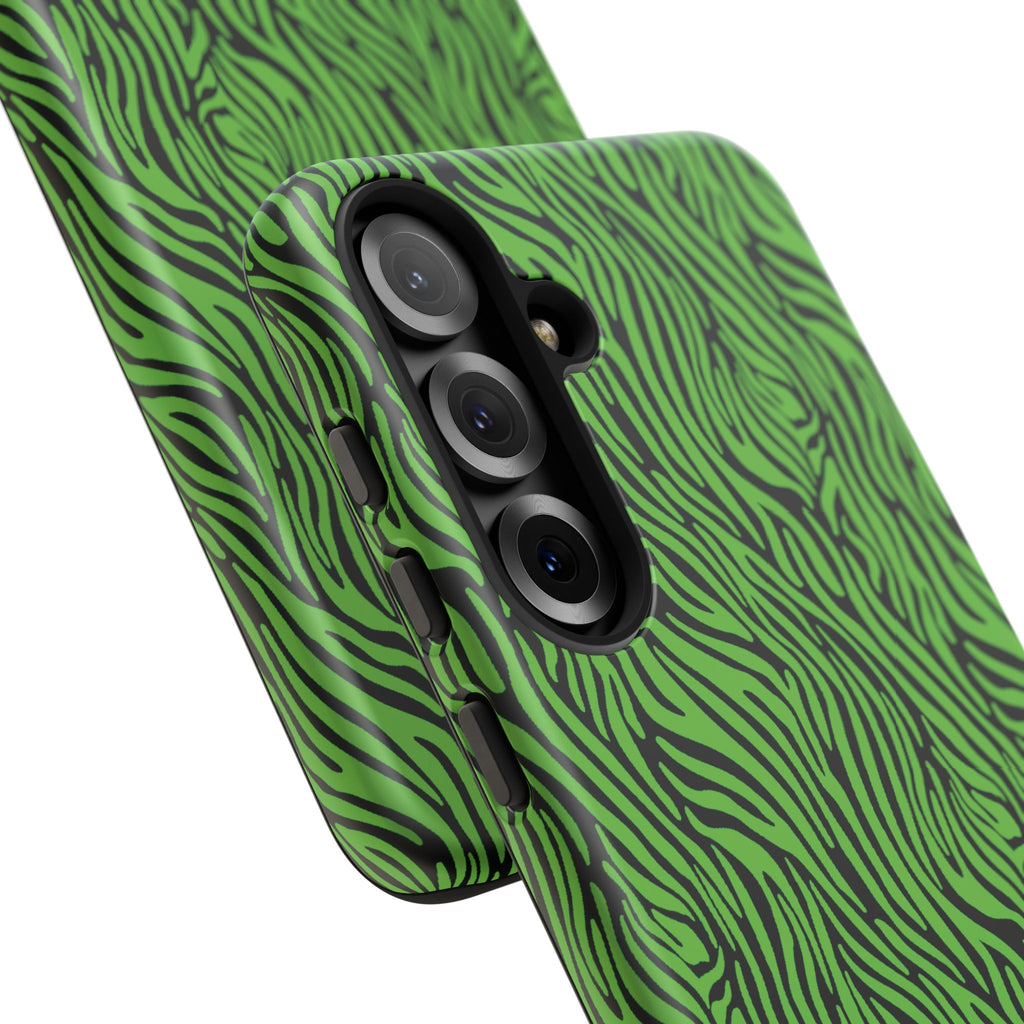 Neon Green Zebra Tough Phone Case iPhone, Galaxy, or Google Pixel