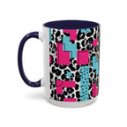 Retro Vibes Love Blocks Leopard Print Coffee Mug Kitchen Decor, Gift