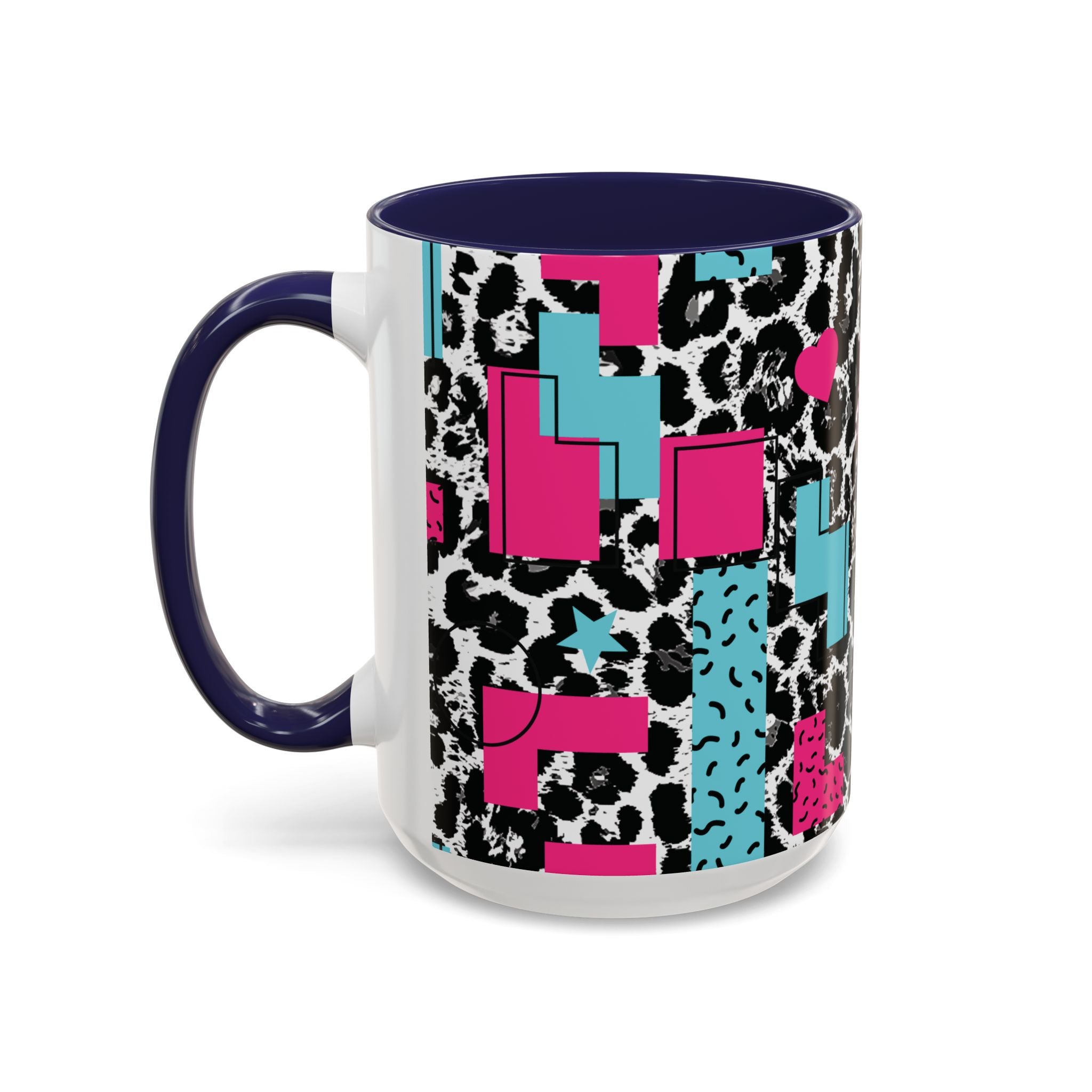 Retro Vibes Love Blocks Leopard Print Coffee Mug Kitchen Decor, Gift