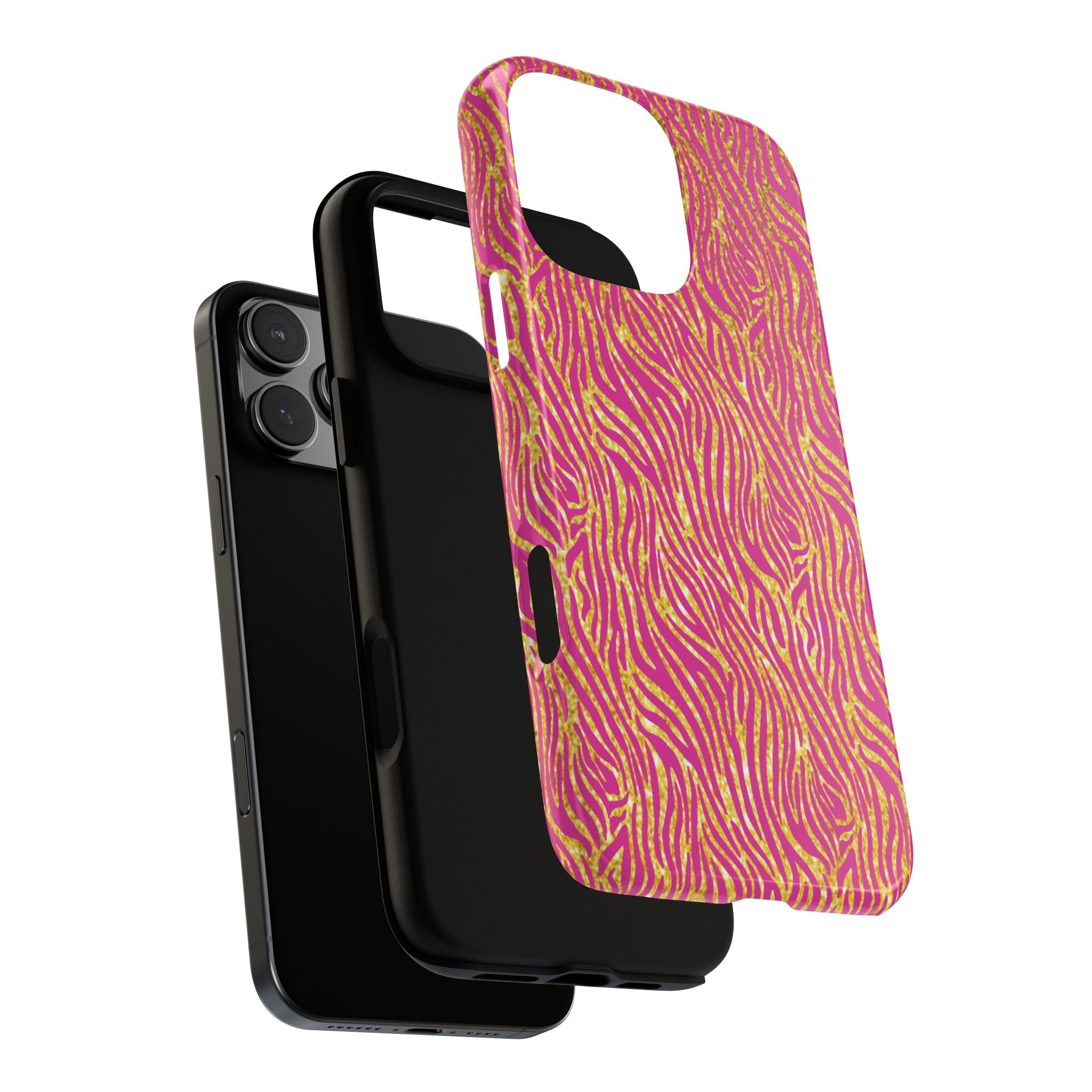 Pink Gold Zebra Print Tough Case for iPhone, Galaxy, or Google Pixel