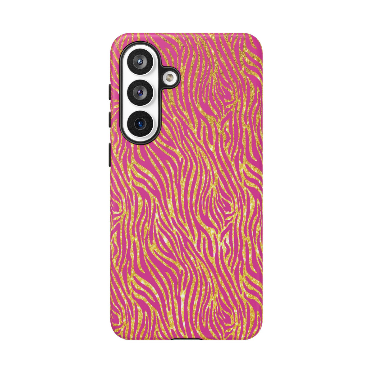Pink Gold Zebra Print Tough Case for iPhone, Galaxy, or Google Pixel