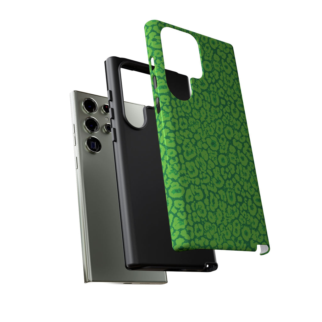 Neon Green Leopard Tough Phone Case for iPhone, Galaxy, or Google Pixel