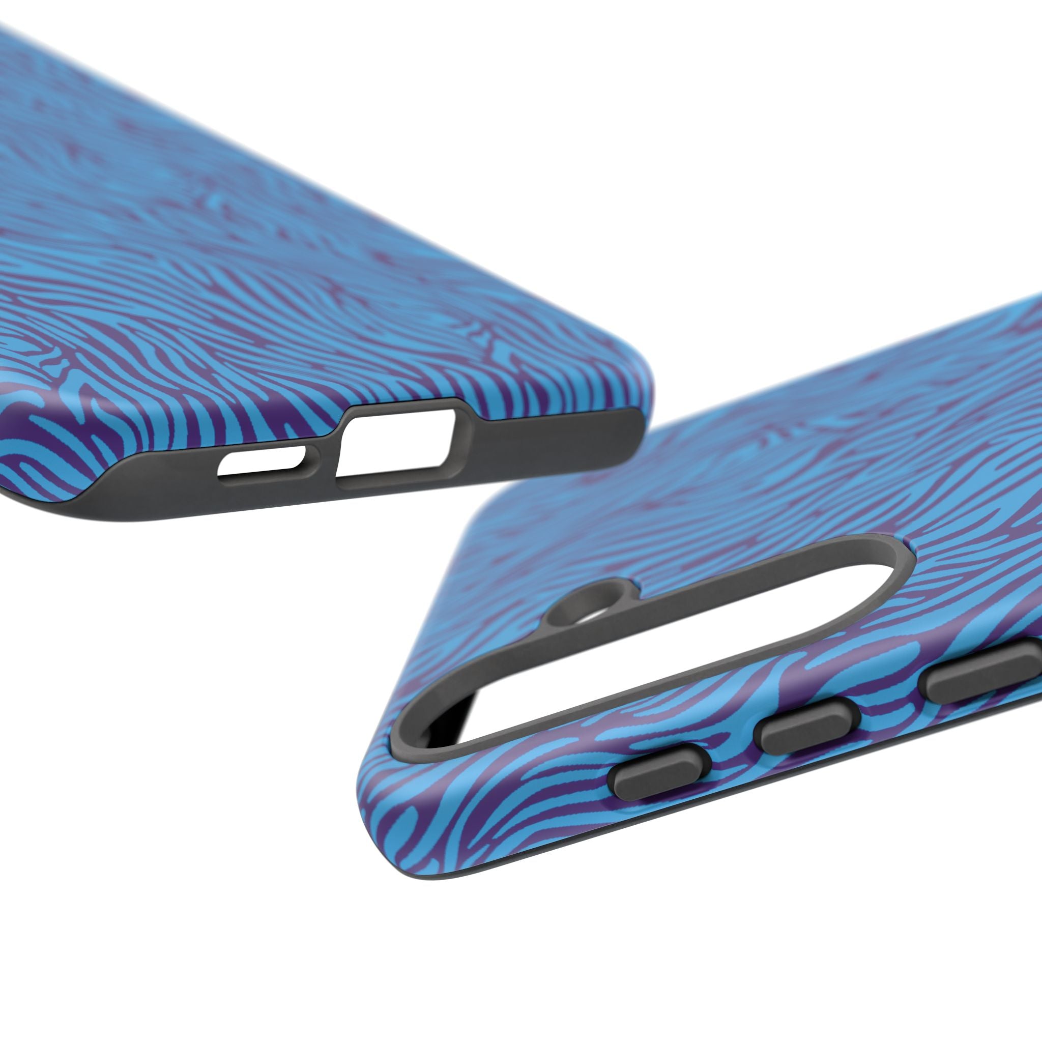 Zebra Print Blue and Purple Tough Case for iPhone, Galaxy or Google Pixel