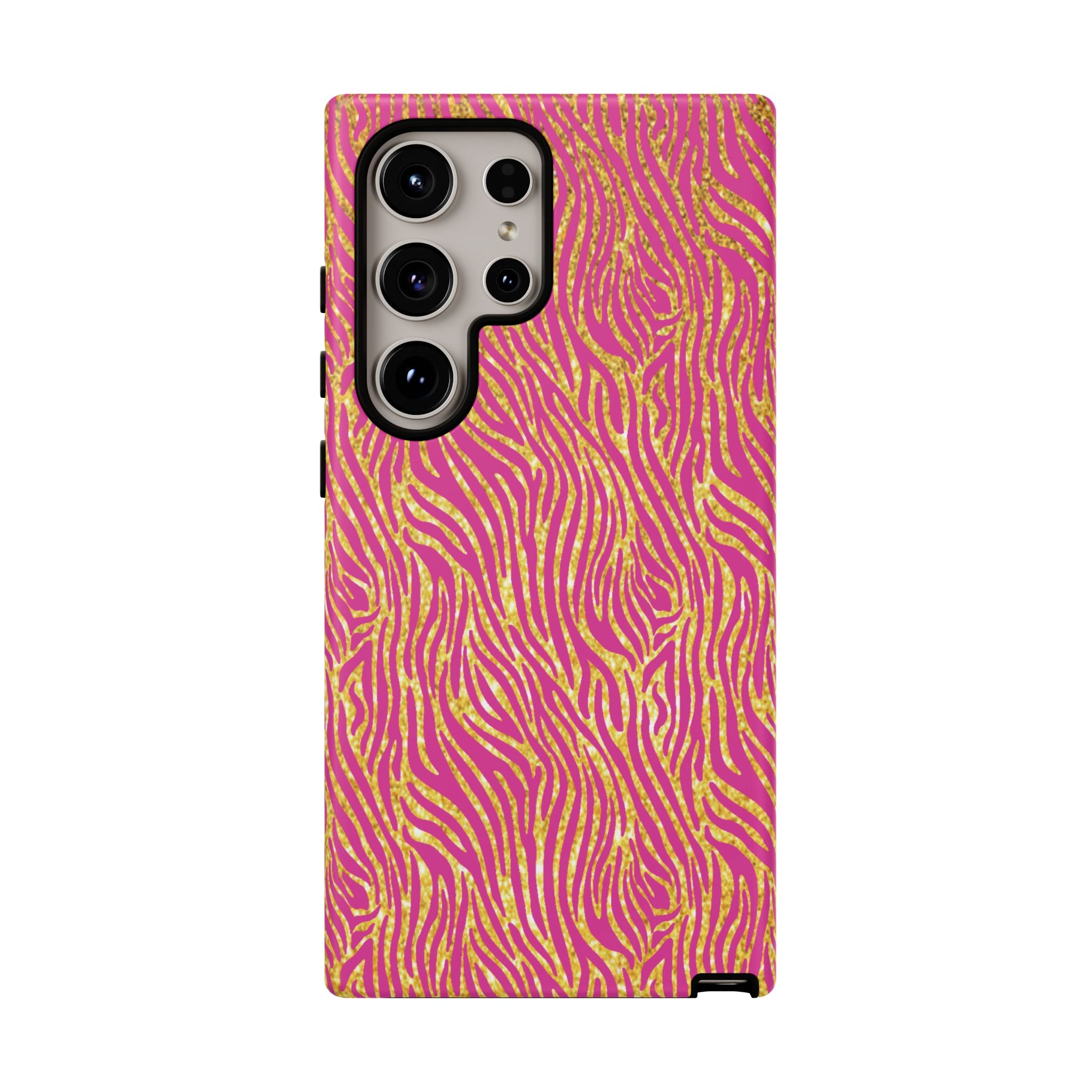 Pink Gold Zebra Print Tough Case for iPhone, Galaxy, or Google Pixel