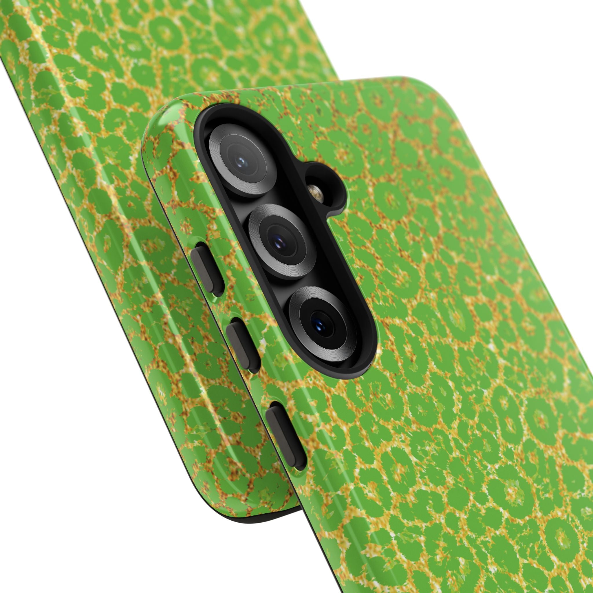 Neon Green Gold Leopard Tough Phone Case iPhone, Galaxy, or Google Pixel