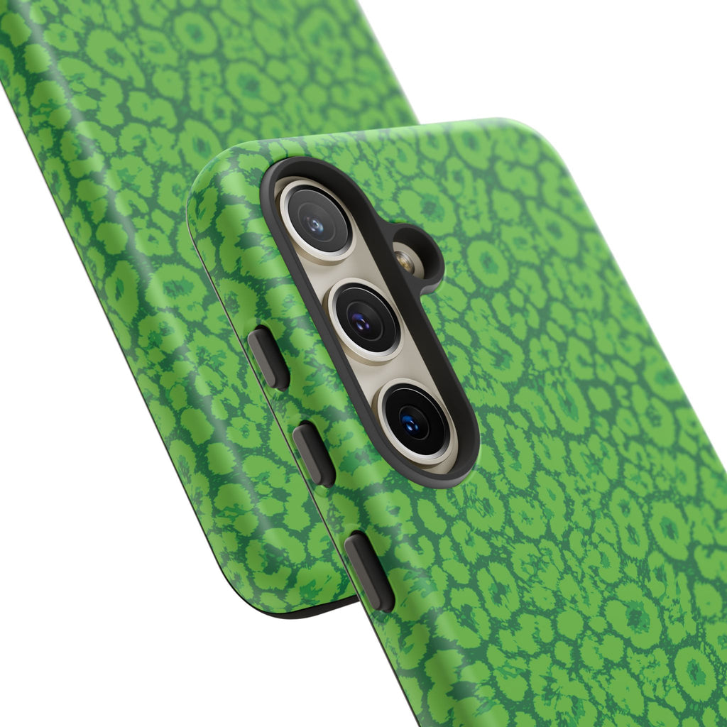 Neon Green Leopard Tough Phone Case for iPhone, Galaxy, or Google Pixel