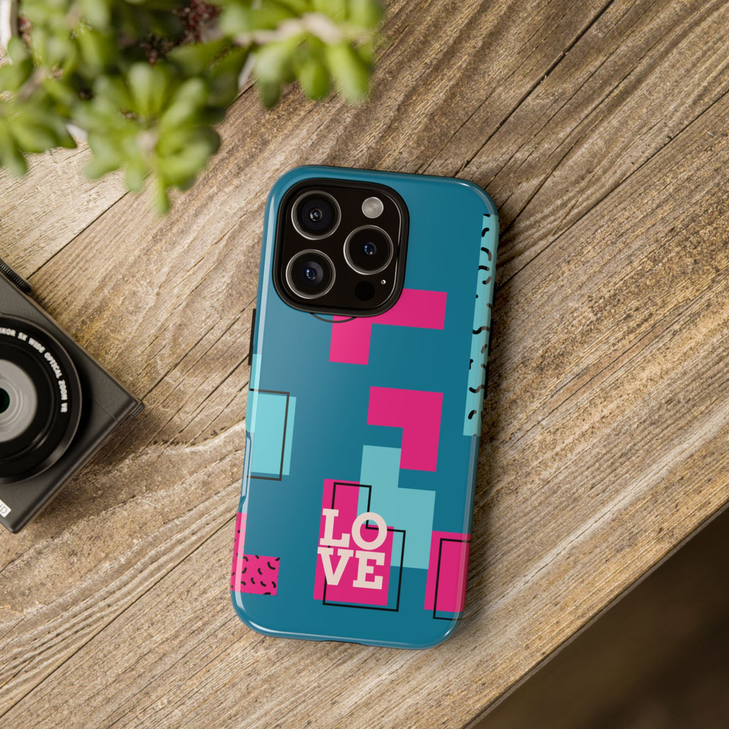 LOVE Teal Green Tough Phone Case for iPhone, Galaxy, or Google Pixel