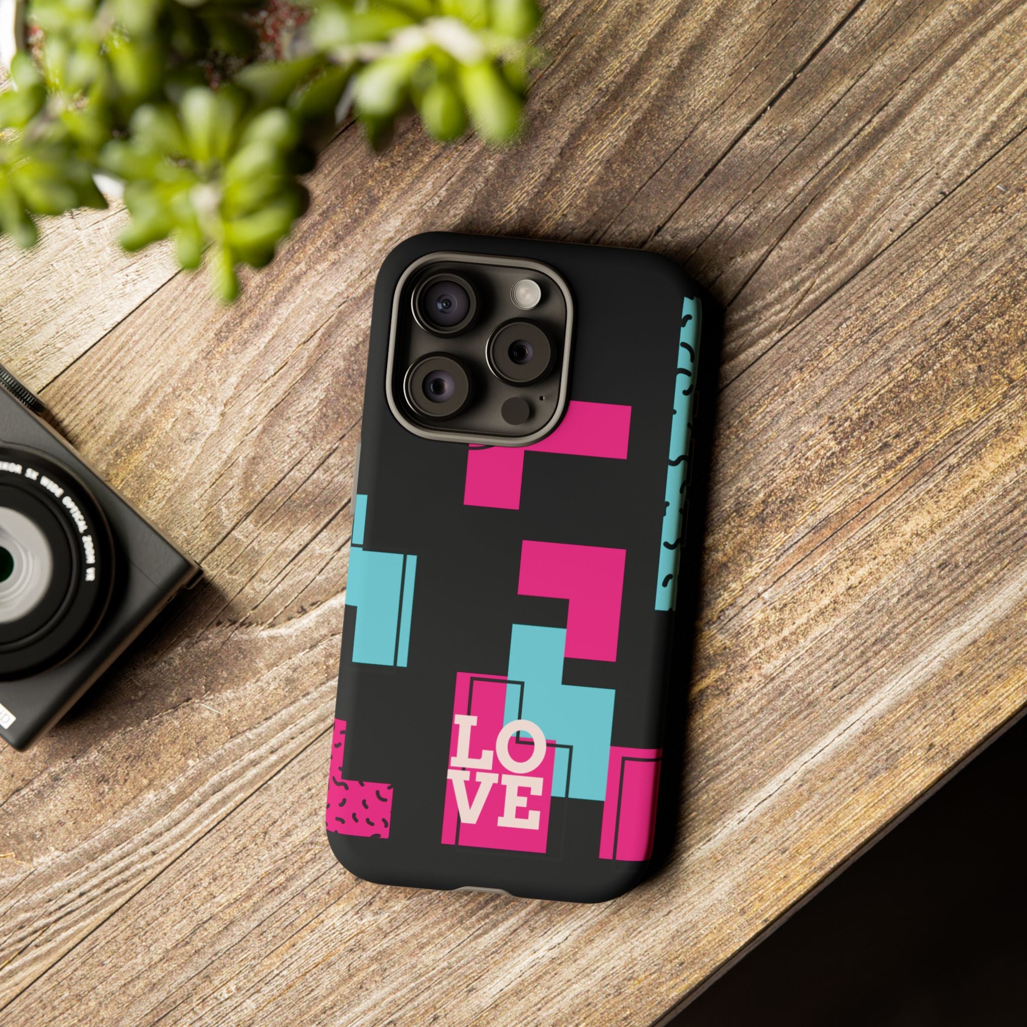 Retro Blocks LOVE Tough Case for iPhone, Galaxy or Google Pixel