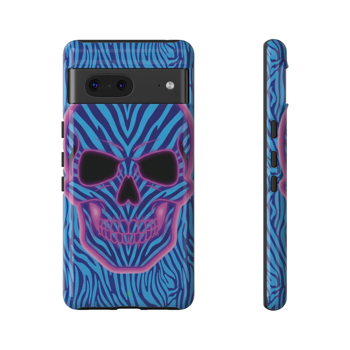 Neon Zebra Skull Tough Phone Case for iPhone, Galaxy, or Google Pixel