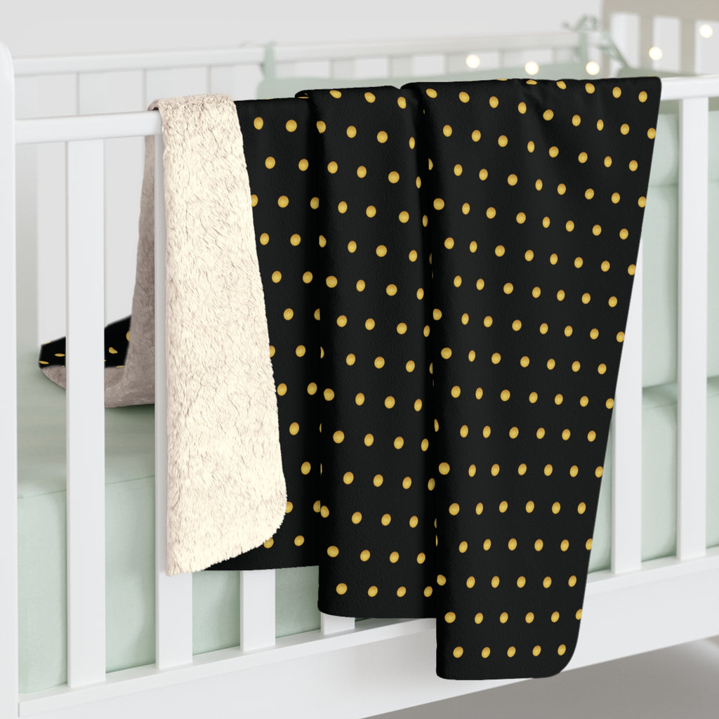 Gold Polka Dots (Black) Sherpa Fleece Blanket