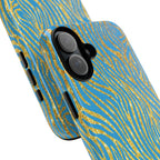 Blue Gold Zebra Tough Case for iPhone, Galaxy, or Google Pixel