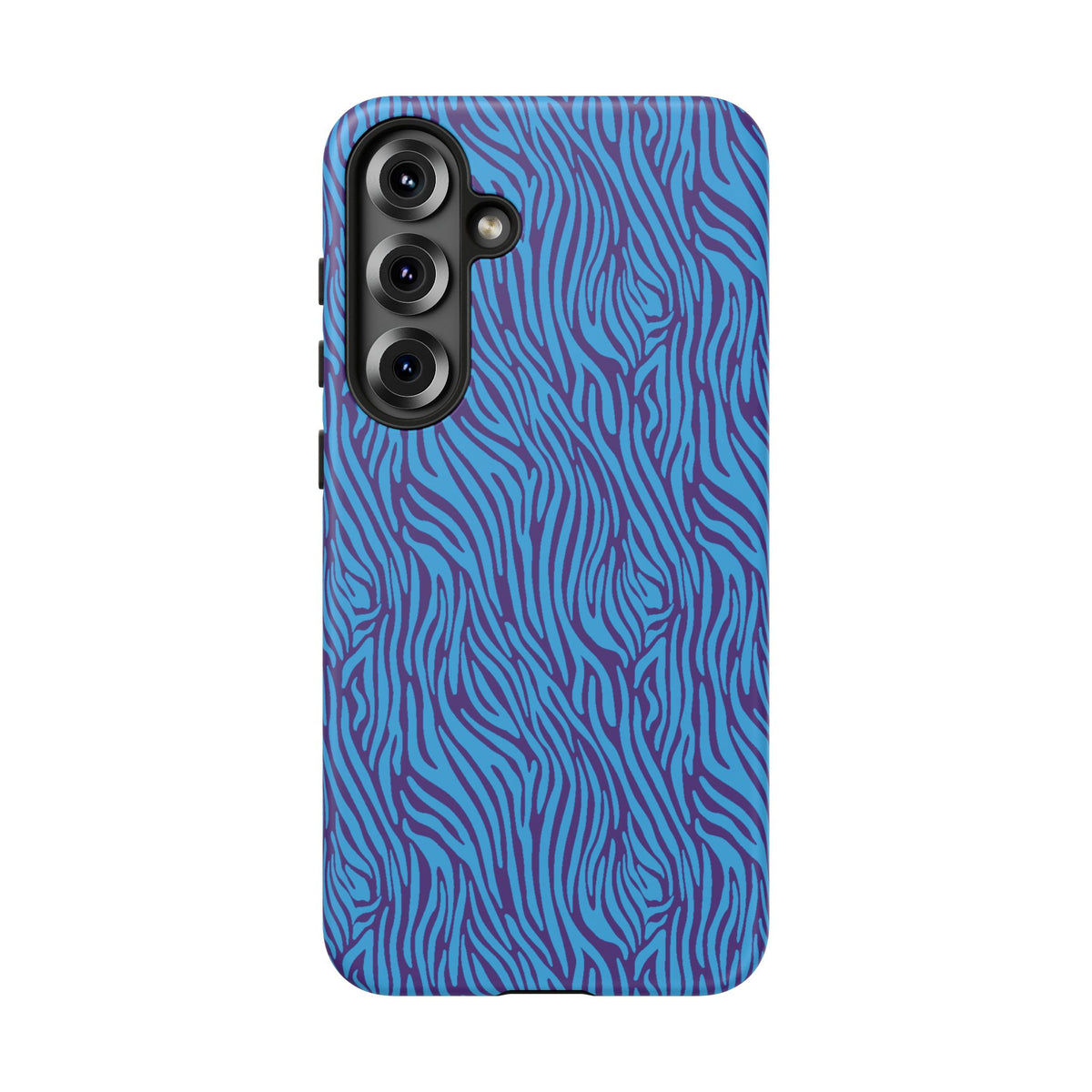 Zebra Print Blue and Purple Tough Case for iPhone, Galaxy or Google Pixel
