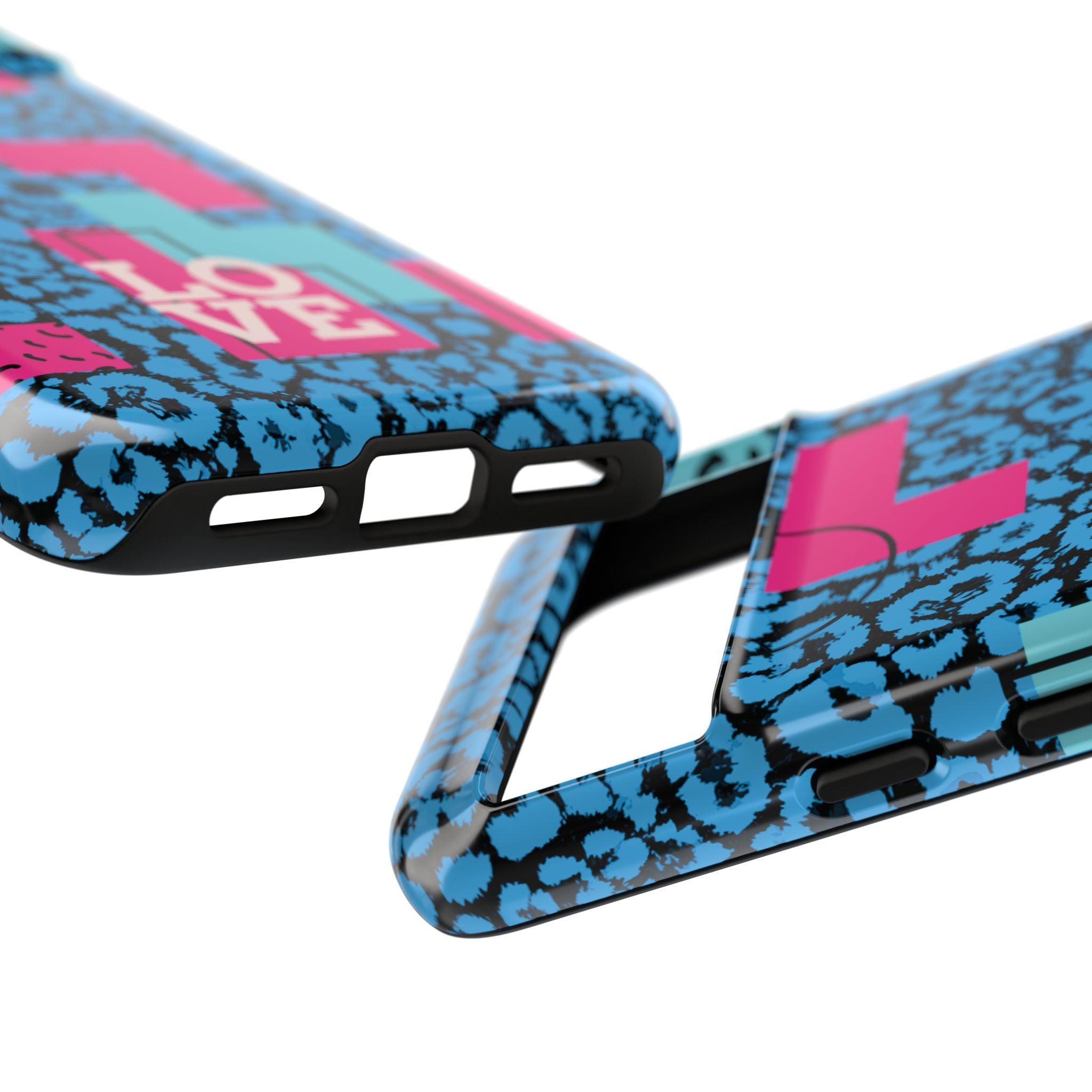 LOVE Blue Leopard 80s Vibe Tough Case for iPhone, Galaxy, or Google Pixel