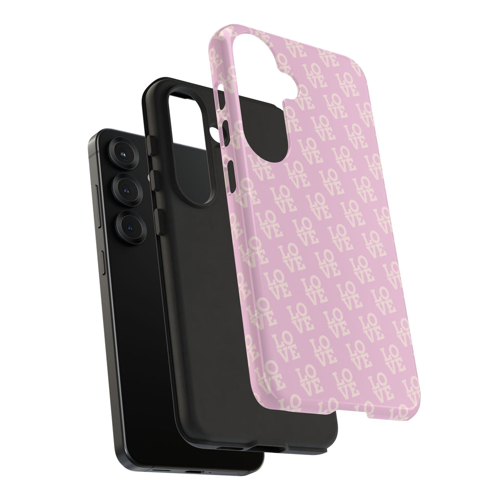 LOVE Pink Tough Phone Case for iPhone, Galaxy, or Google Pixel