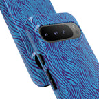 Zebra Print Blue and Purple Tough Case for iPhone, Galaxy or Google Pixel