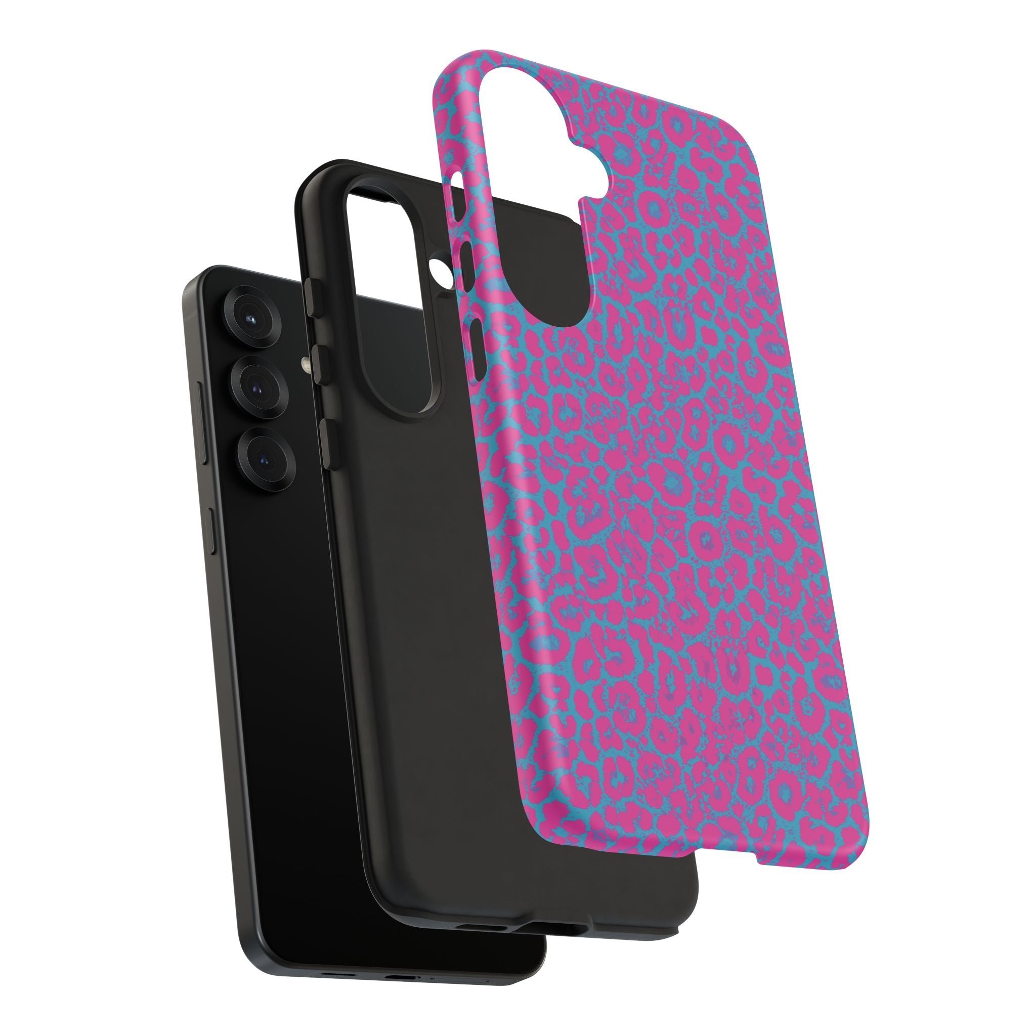 Pink Blue Leopard Tough Phone Case iPhone, Galaxy, or Google Pixel