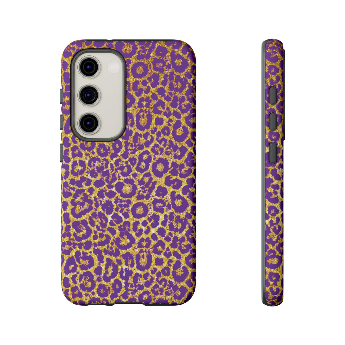 Purple Gold Leopard Tough Phone Case for iPhone, Galaxy, or Google Pixel