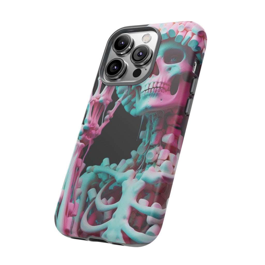 Neon Pink Skeleton (Black) Tough Phone Case for iPhone, Galaxy, or Google Pixel
