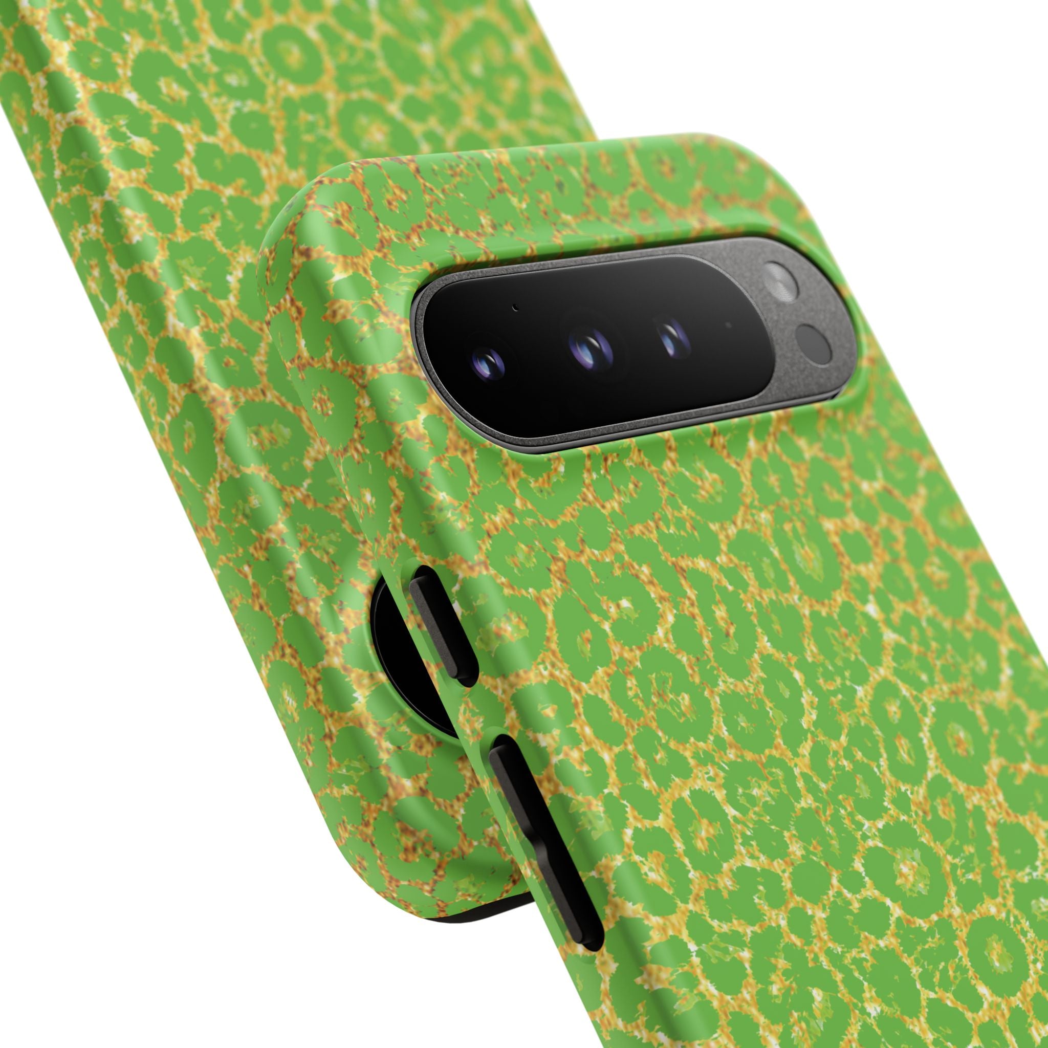 Neon Green Gold Leopard Tough Phone Case iPhone, Galaxy, or Google Pixel