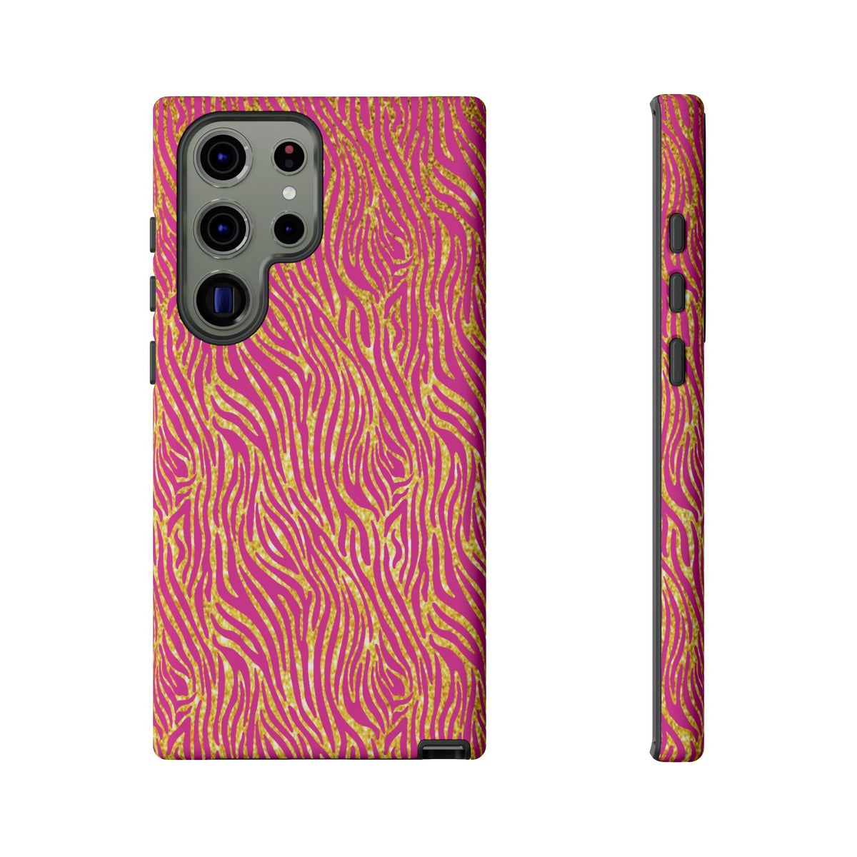 Pink Gold Zebra Print Tough Case for iPhone, Galaxy, or Google Pixel