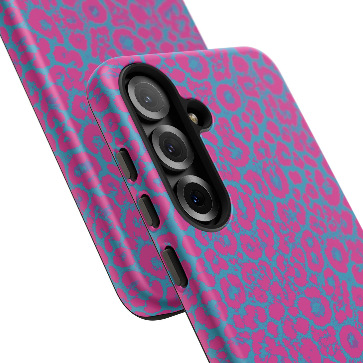Pink Blue Leopard Tough Phone Case iPhone, Galaxy, or Google Pixel