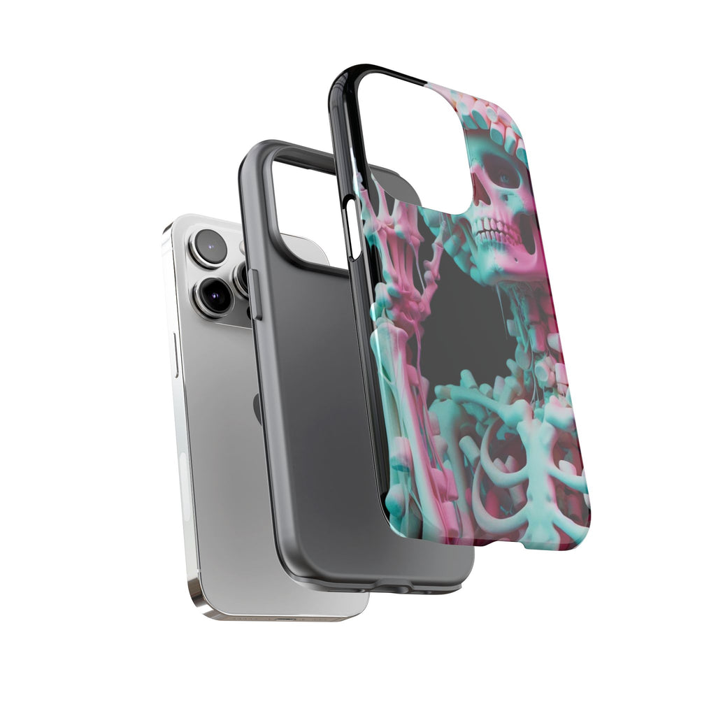 Neon Pink Skeleton (Black) Tough Phone Case for iPhone, Galaxy, or Google Pixel