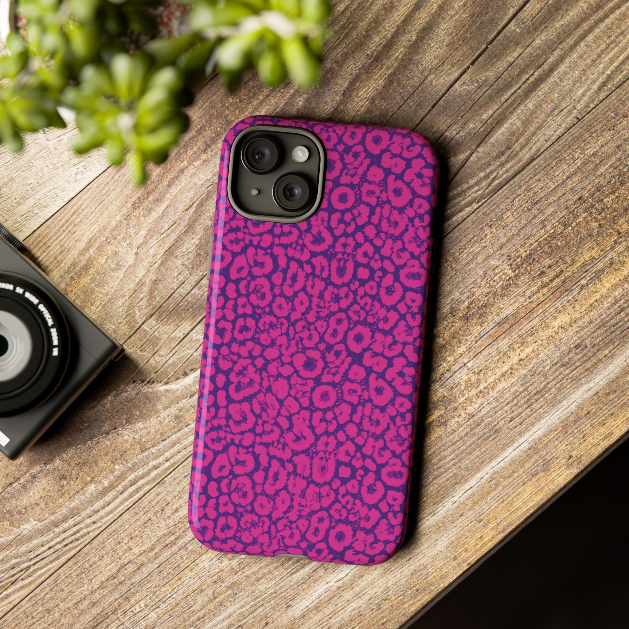 Pink Purple Leopard Tough Phone Case iPhone, Galaxy and Google Pixel