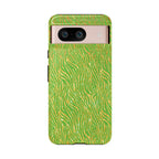 Neon Green Gold Zebra Tough Phone Case for iPhone, Galaxy, or Google Pixel