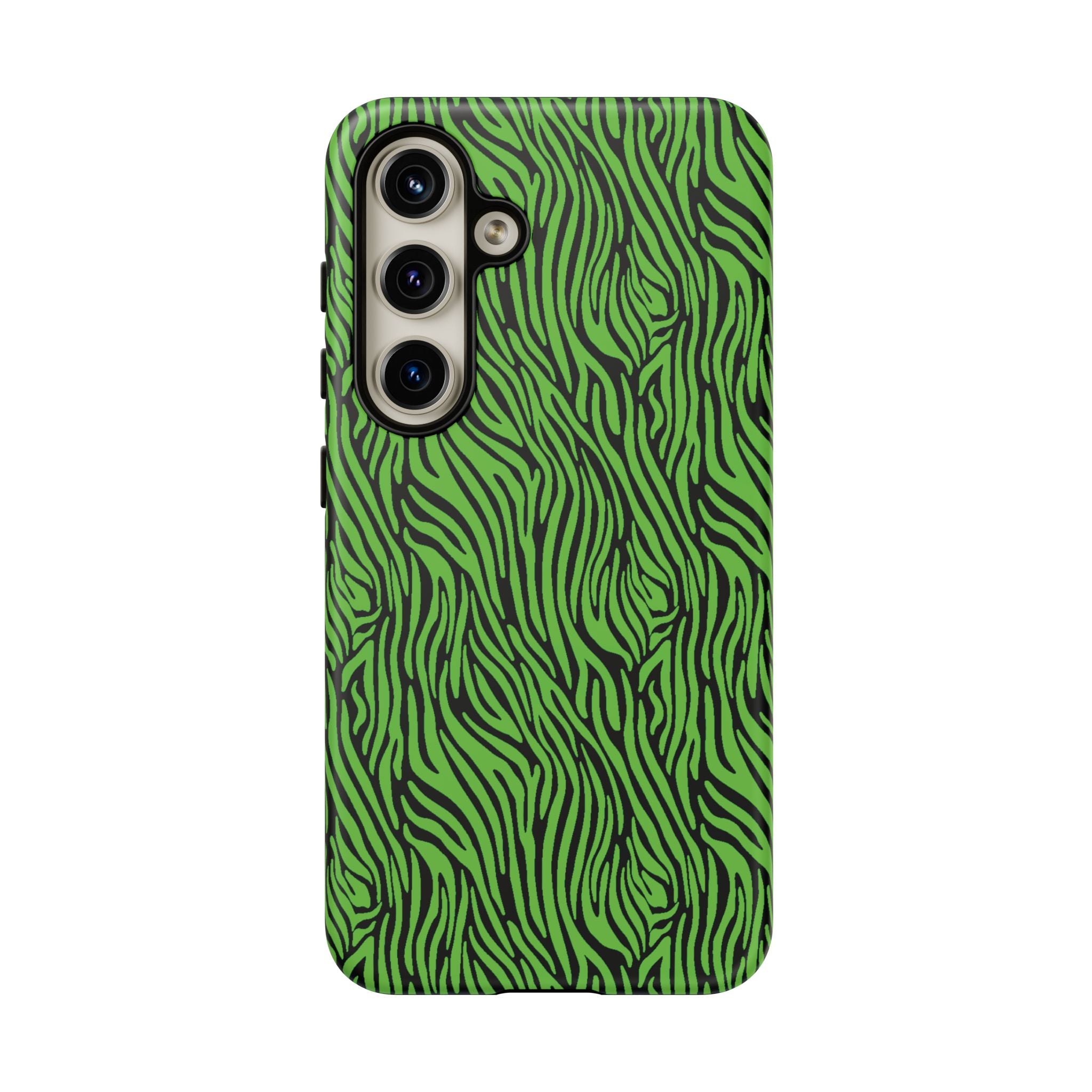 Neon Green Zebra Tough Phone Case iPhone, Galaxy, or Google Pixel