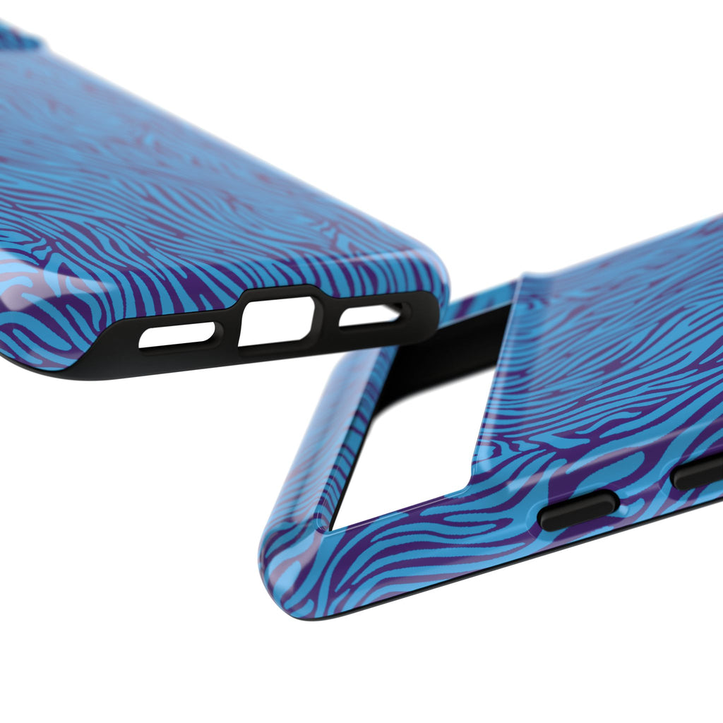 Zebra Print Blue and Purple Tough Case for iPhone, Galaxy or Google Pixel