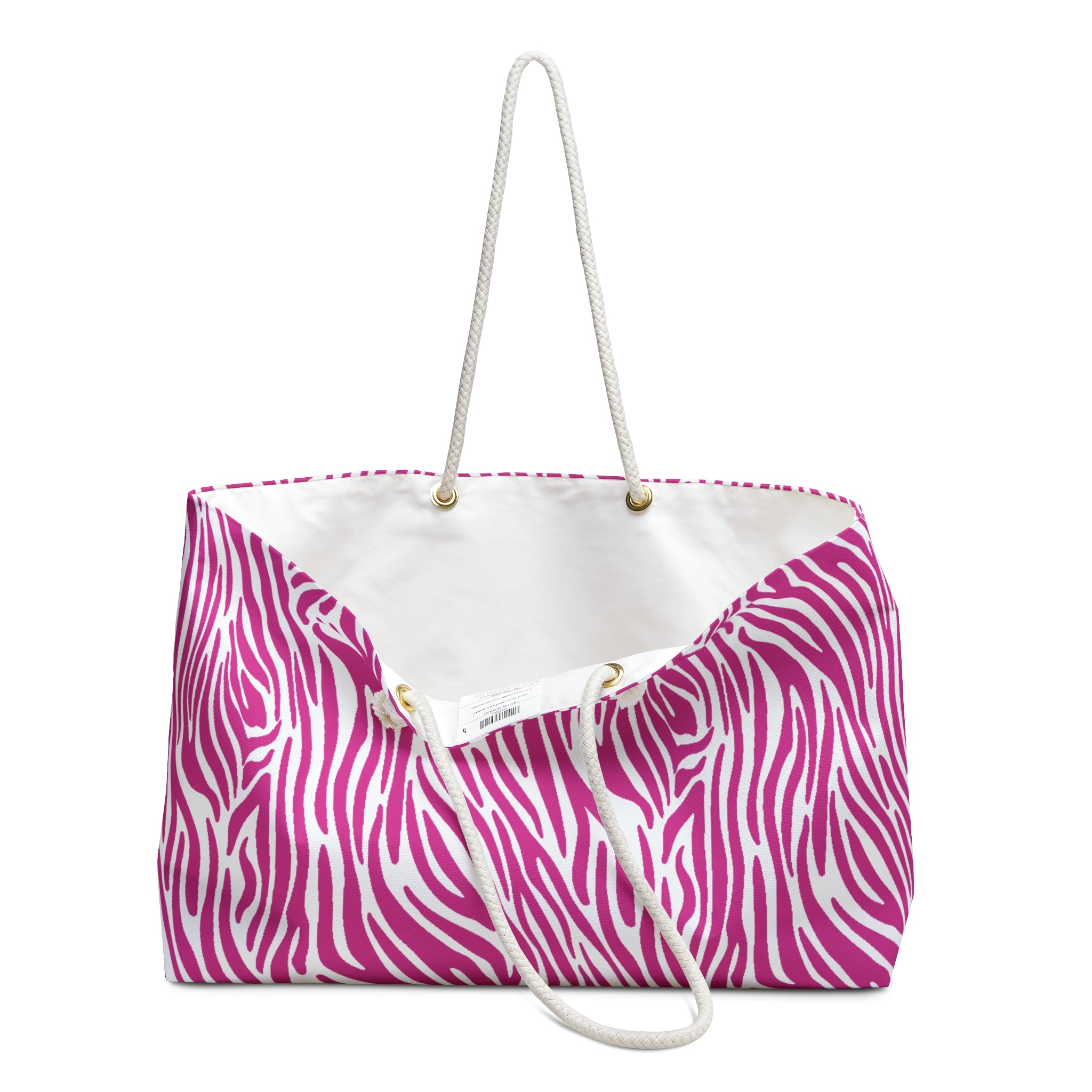 Pink Zebra Eco Friendly Weekender Bag, Travel Tote, Beach Bag