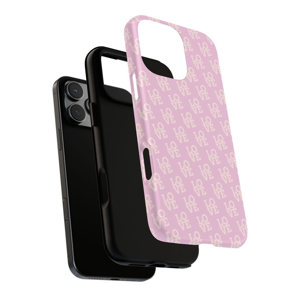 LOVE Pink Tough Phone Case for iPhone, Galaxy, or Google Pixel