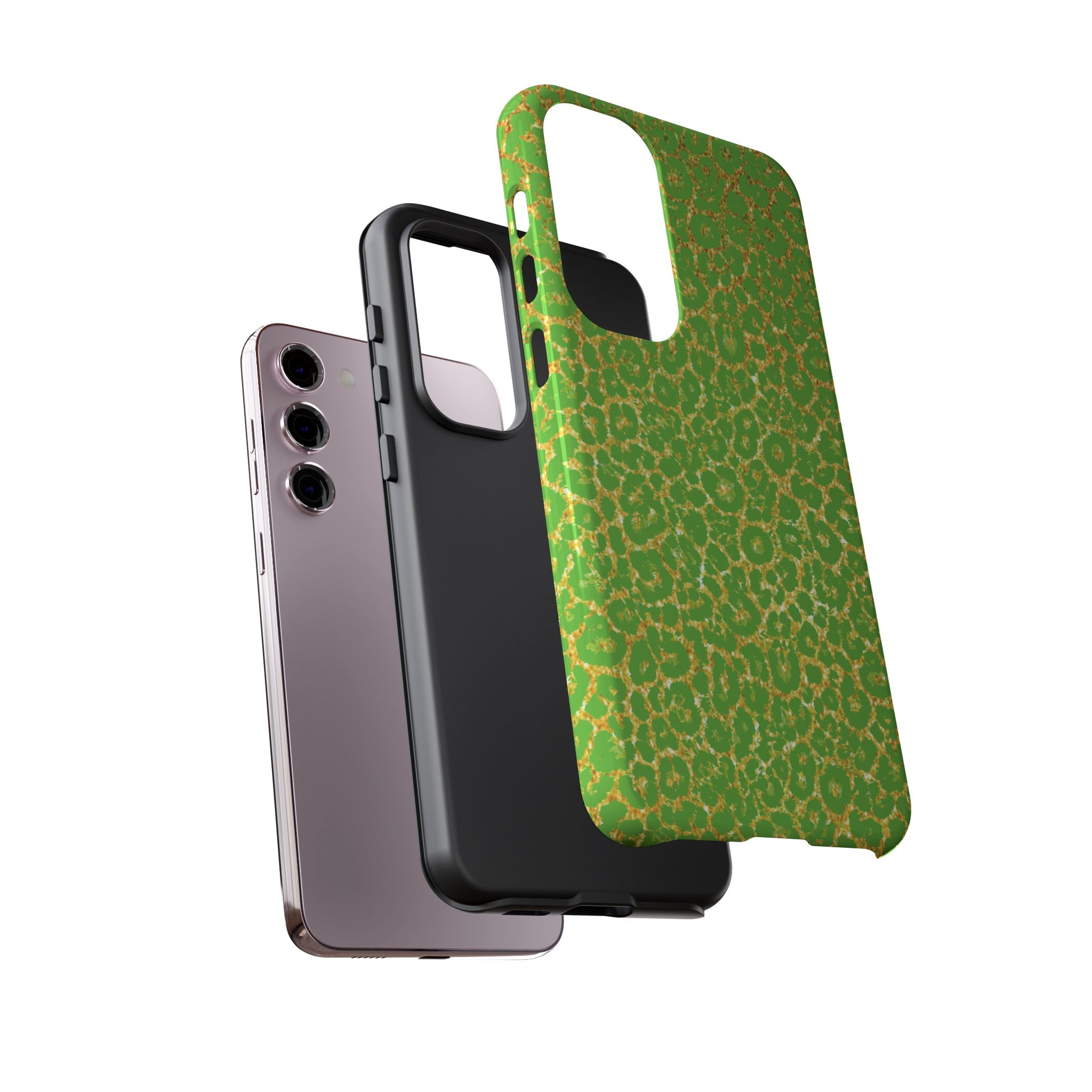 Neon Green Gold Leopard Tough Phone Case iPhone, Galaxy, or Google Pixel