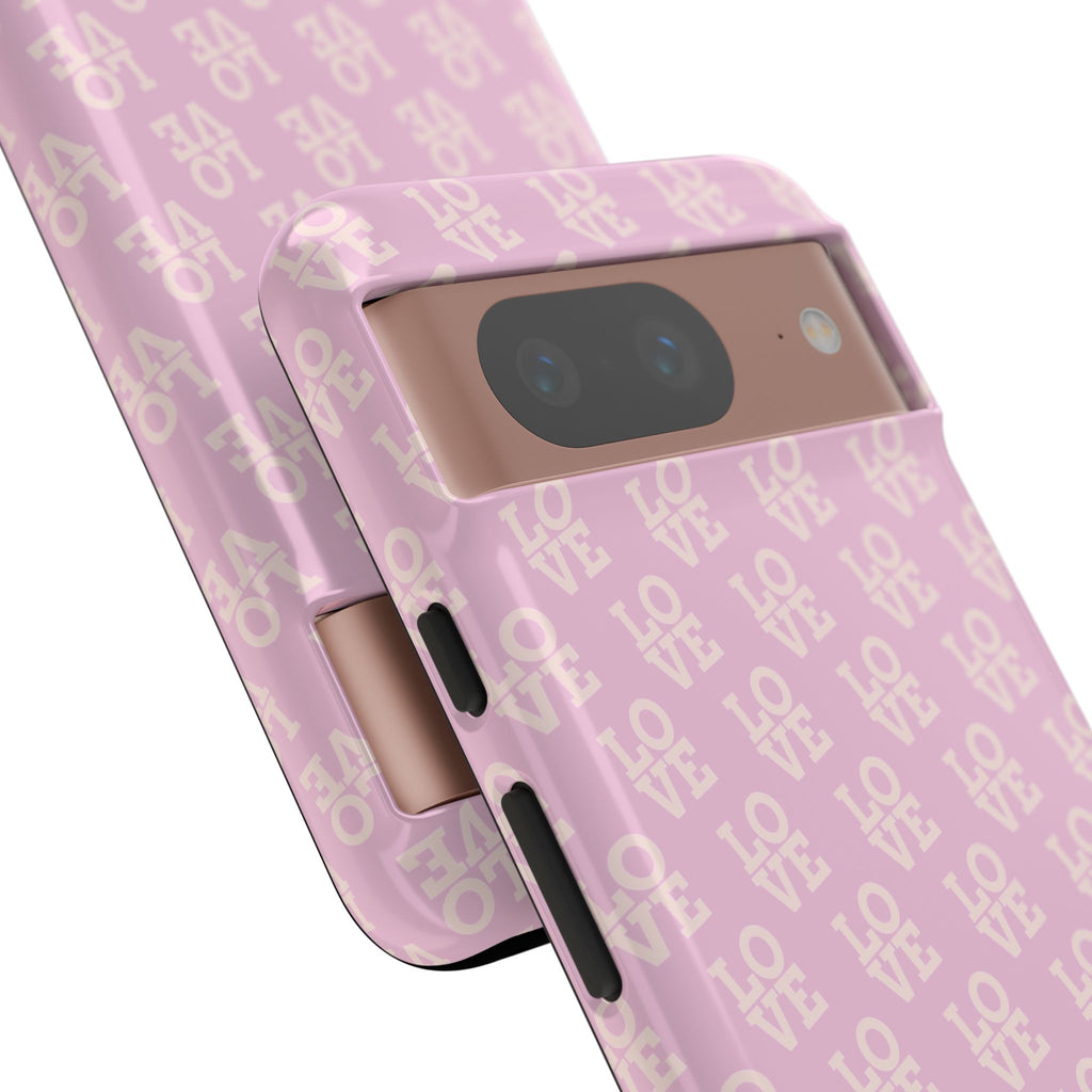 LOVE Pink Tough Phone Case for iPhone, Galaxy, or Google Pixel