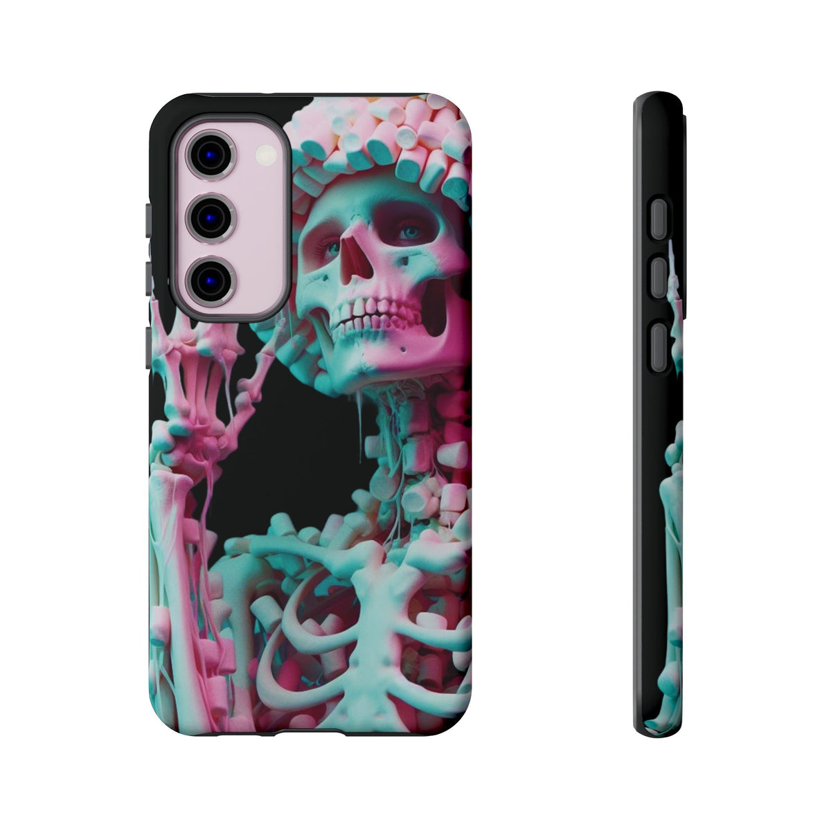 Neon Pink Skeleton (Black) Tough Phone Case for iPhone, Galaxy, or Google Pixel