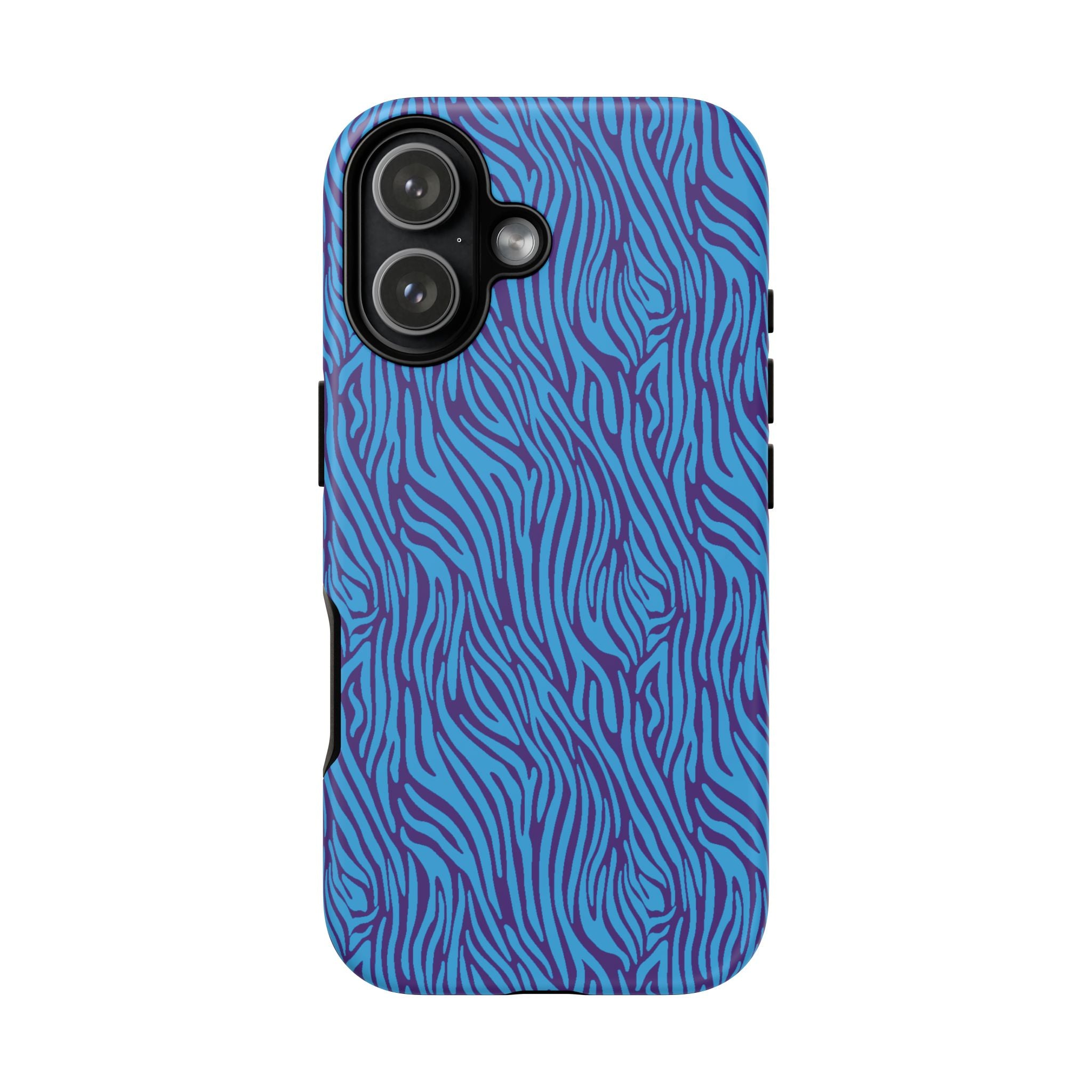 Zebra Print Blue and Purple Tough Case for iPhone, Galaxy or Google Pixel