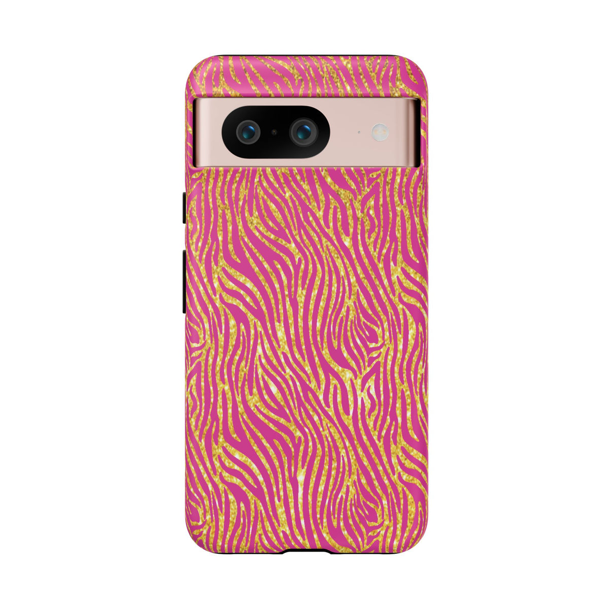 Pink Gold Zebra Print Tough Case for iPhone, Galaxy, or Google Pixel