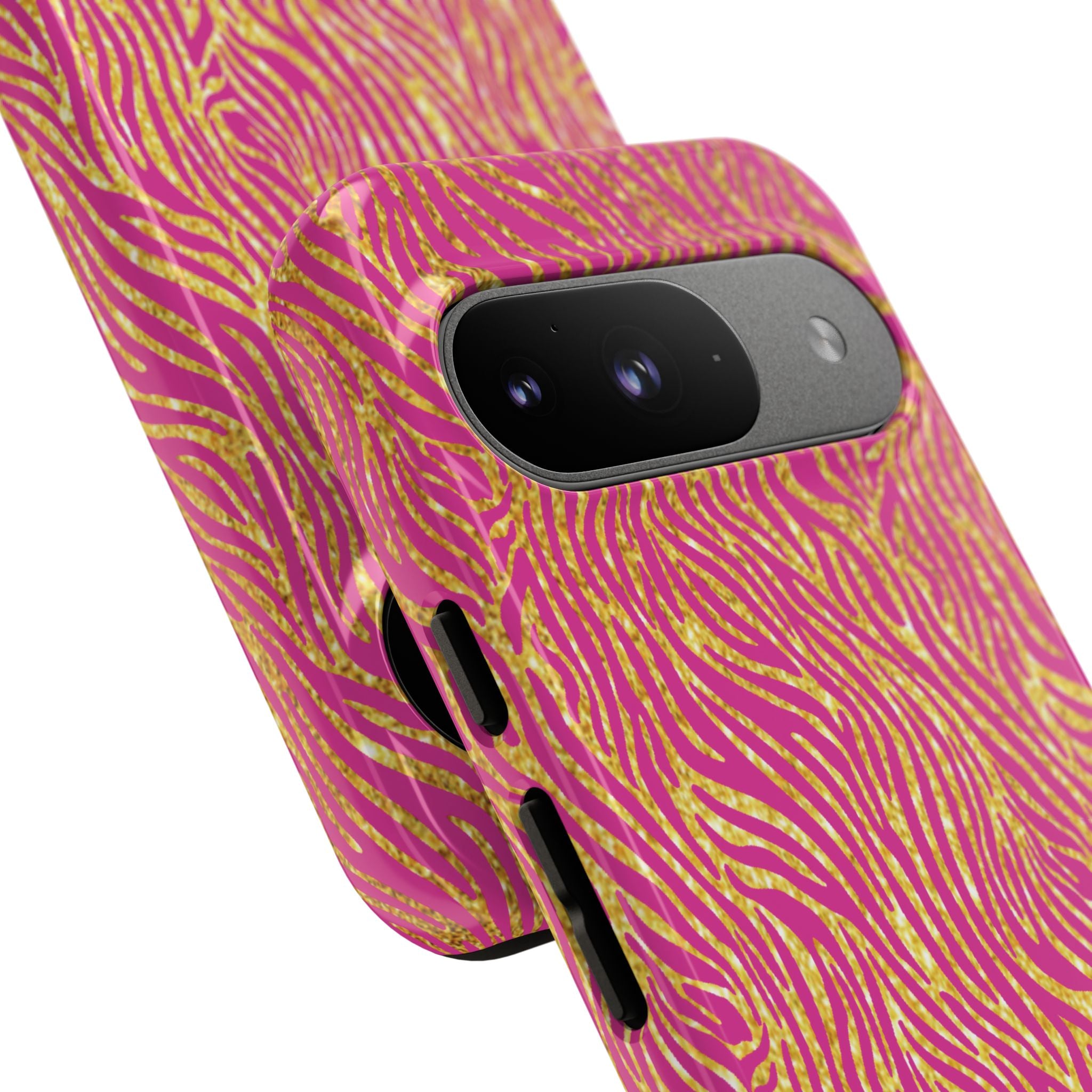 Pink Gold Zebra Print Tough Case for iPhone, Galaxy, or Google Pixel
