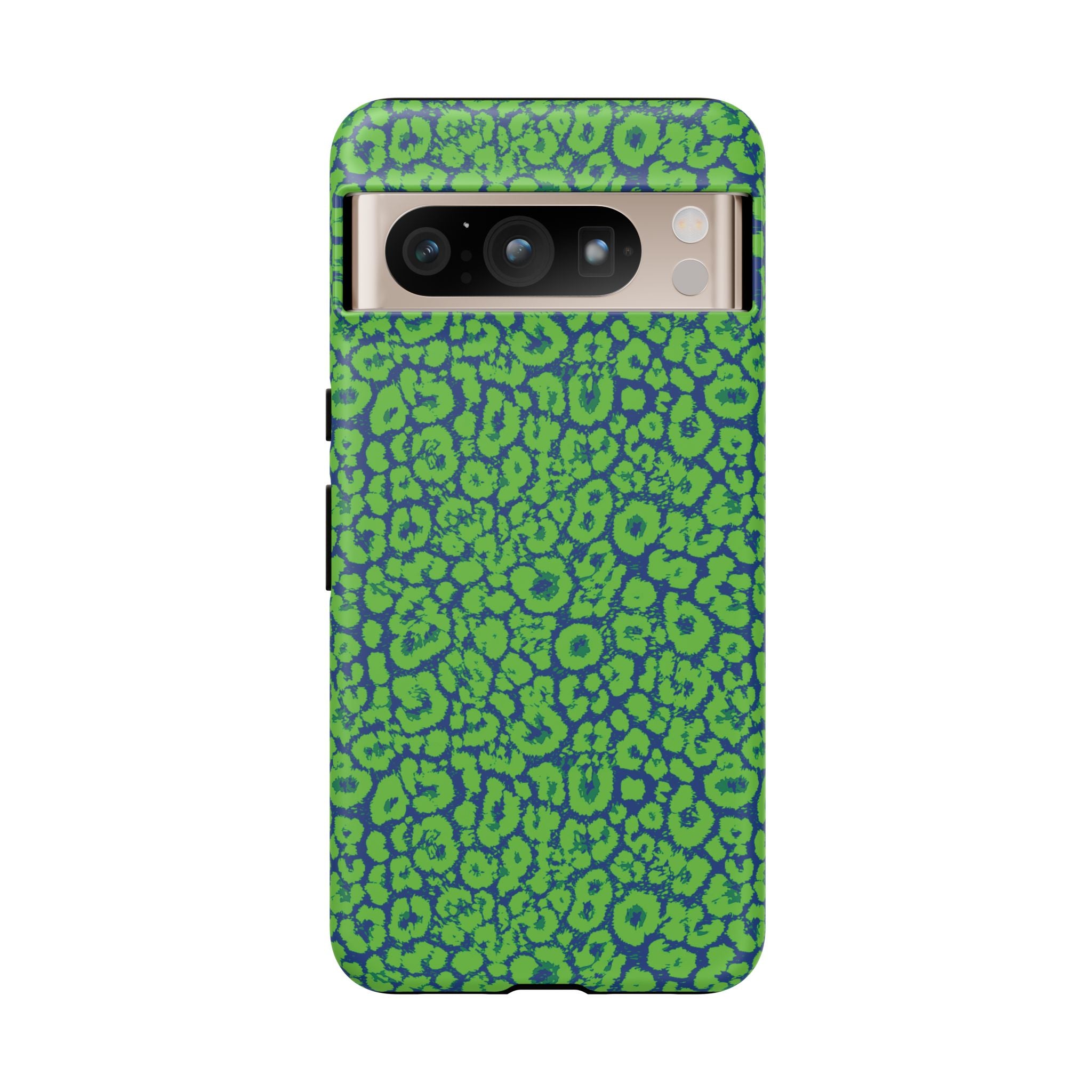 Blue Neon Green  Leopard Tough Phone Case for iPhone, Galaxy, or Google Pixel