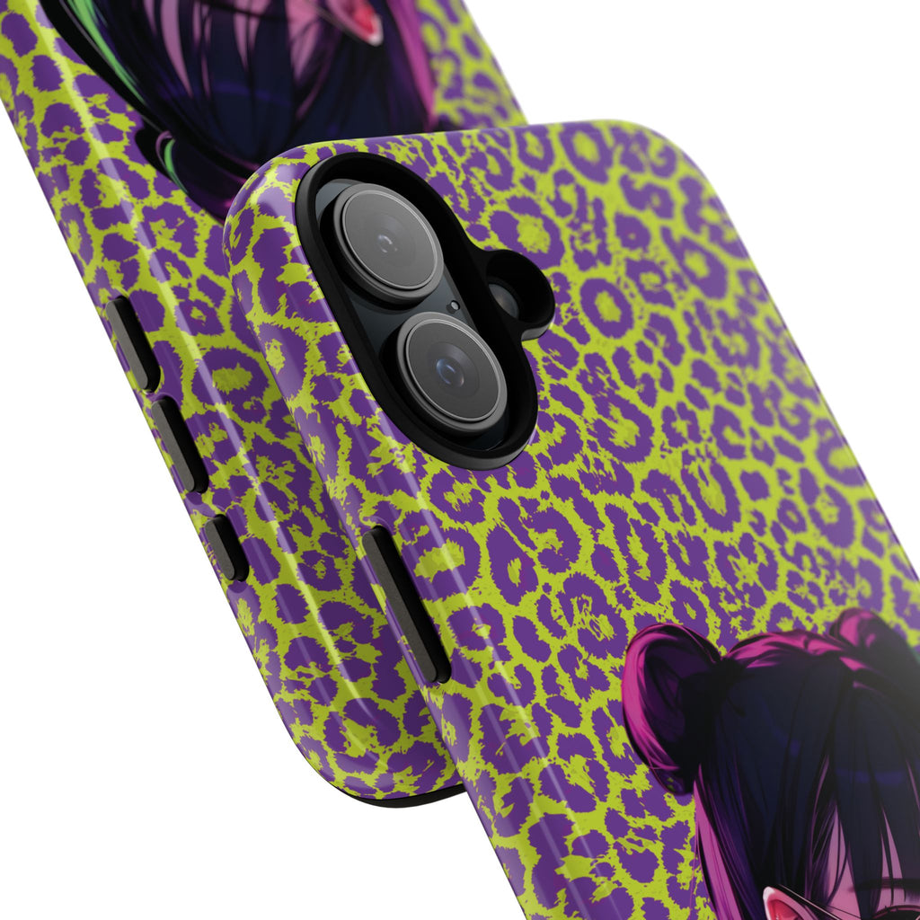 Purple Neon Lime Leopard Kz Tough Case for iPhone, Galaxy, or Google Pixel