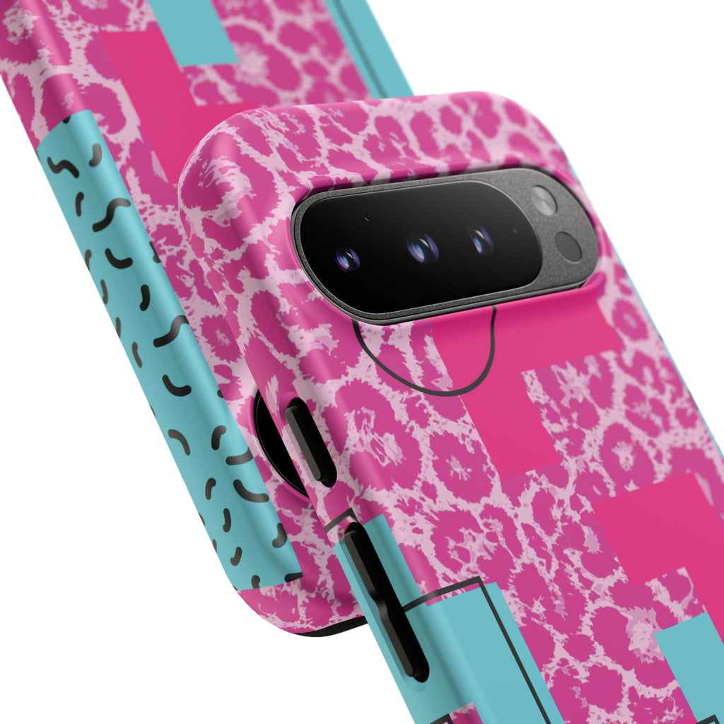 Retro Love Pink Leopard RG Tough Phone Case for iPhone, Galaxy, or Google Pixel