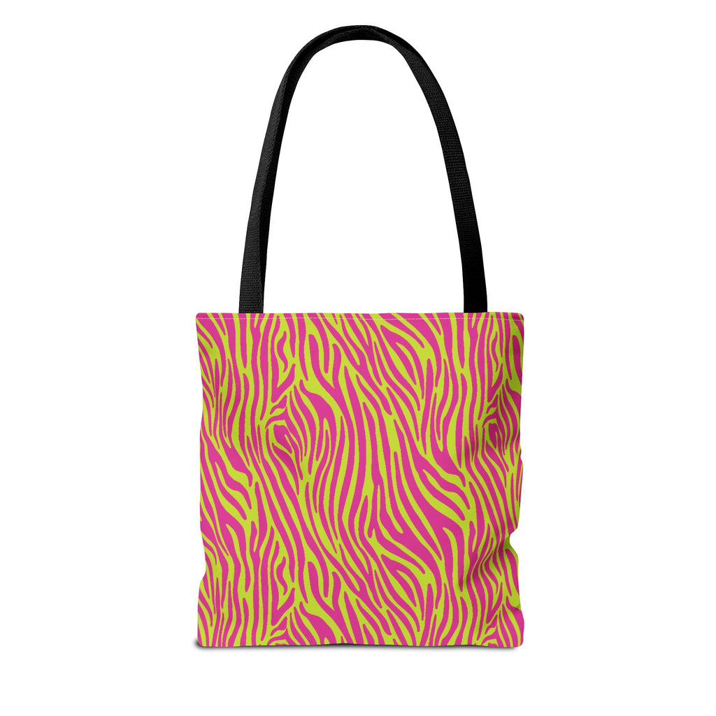 Neon Pink Lime Zebra Tote Bags