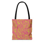 Neon Pink Lime Zebra Tote Bags