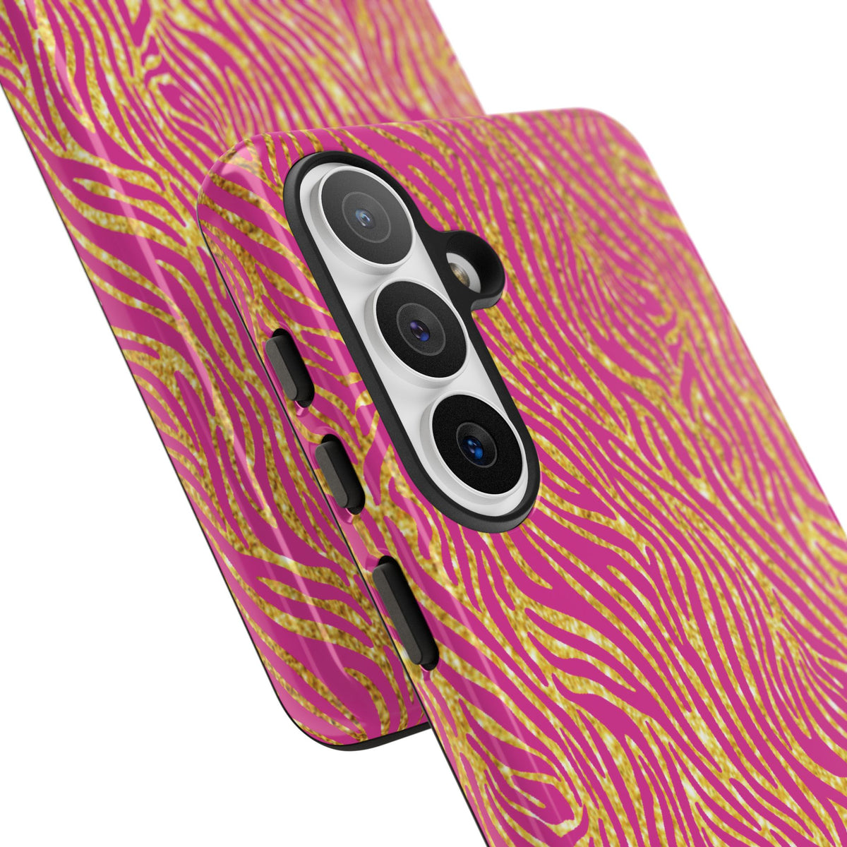 Pink Gold Zebra Print Tough Case for iPhone, Galaxy, or Google Pixel