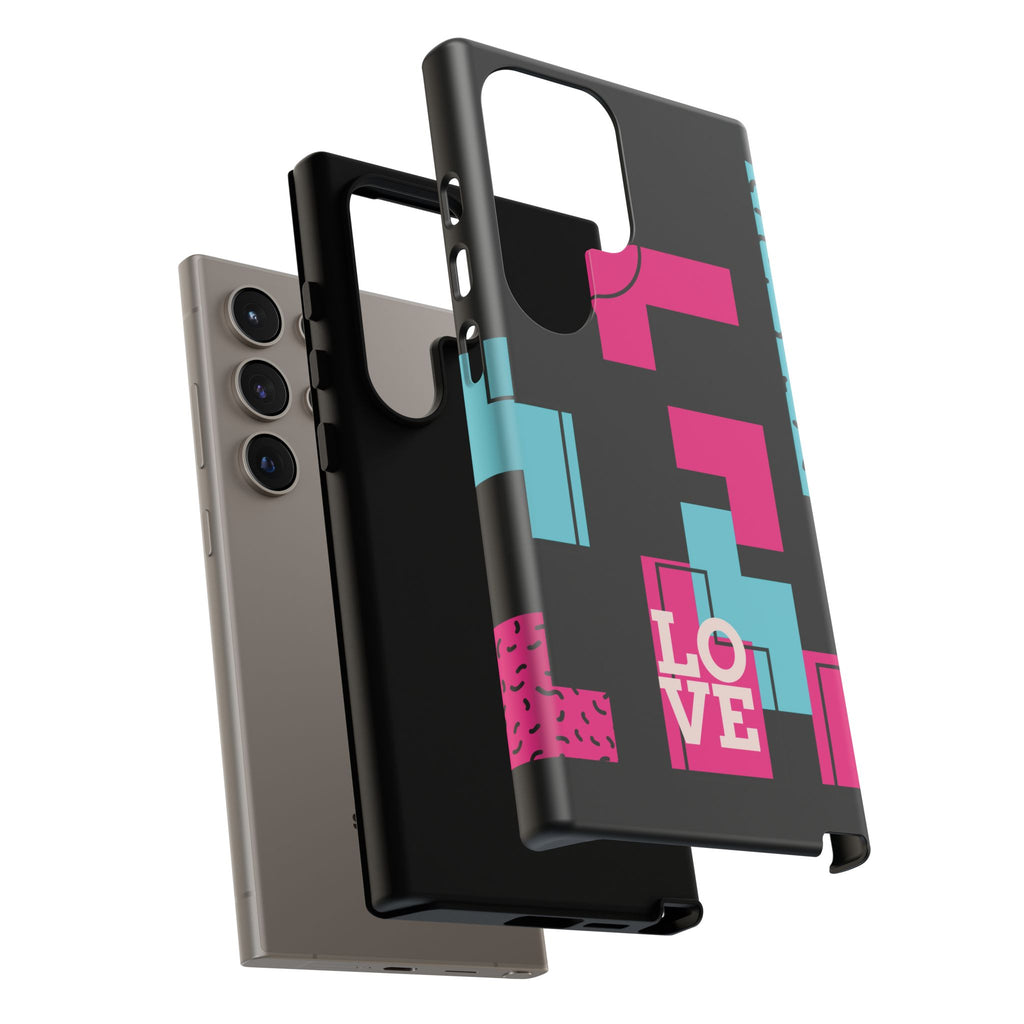 Retro Blocks LOVE Tough Case for iPhone, Galaxy or Google Pixel