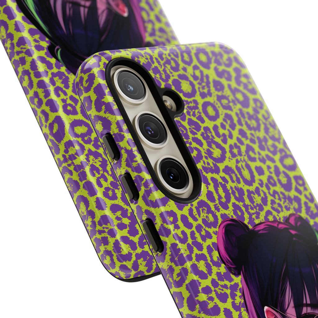 Purple Neon Lime Leopard Kz Tough Case for iPhone, Galaxy, or Google Pixel