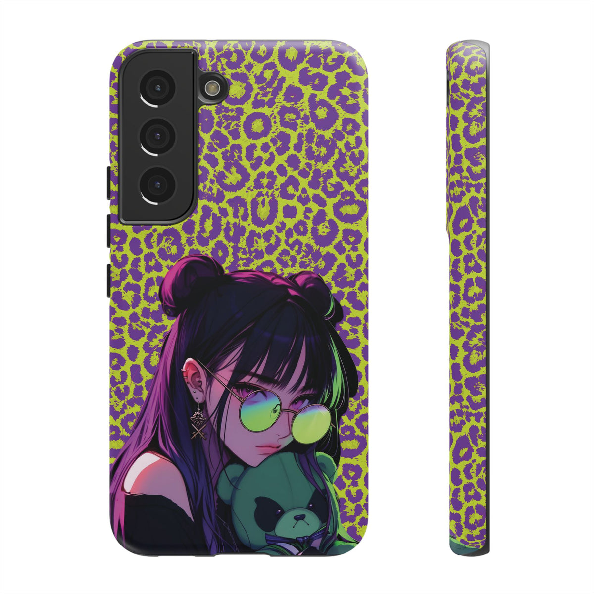 Purple Neon Lime Leopard Kz Tough Case for iPhone, Galaxy, or Google Pixel